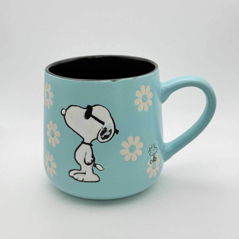 Peanuts Snoopy and Woodstock daisy matte mug | Engraved Snoopy and Woodstock mug